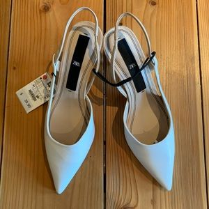 NWT KITTEN HEEL SLINGBACK POINT TOE SHOES ZARA